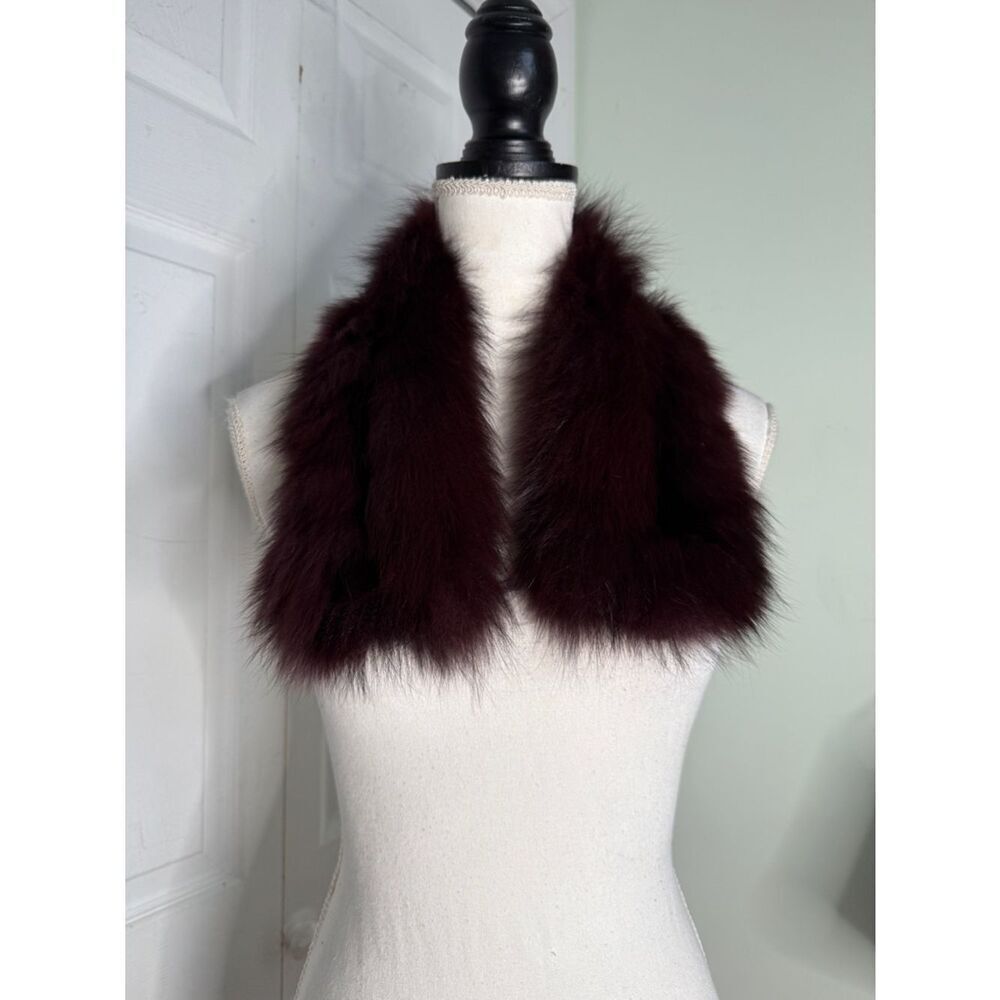 Y2K Adrienne Landau Plum Fox & Rabbit Fur Collar in Excellent Vintage condition